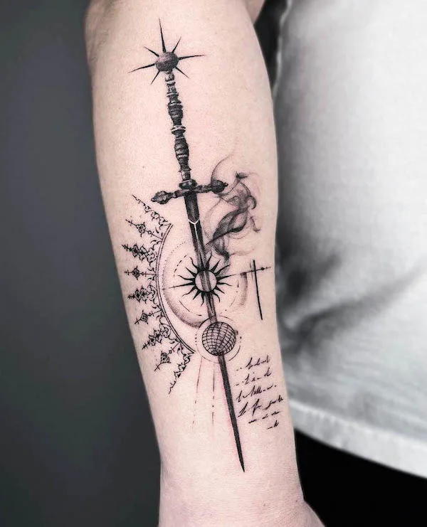 How badass sword forearm tattoo will make you look absolutely impressive