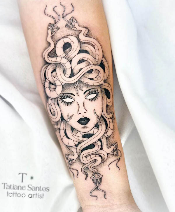 Witchy forearm tattoo by @tatiane_tattooer