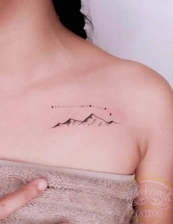 Zodiac and mountain tattoo by @jello_t