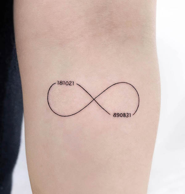 infinity number tattoo by @simbar_tattoo