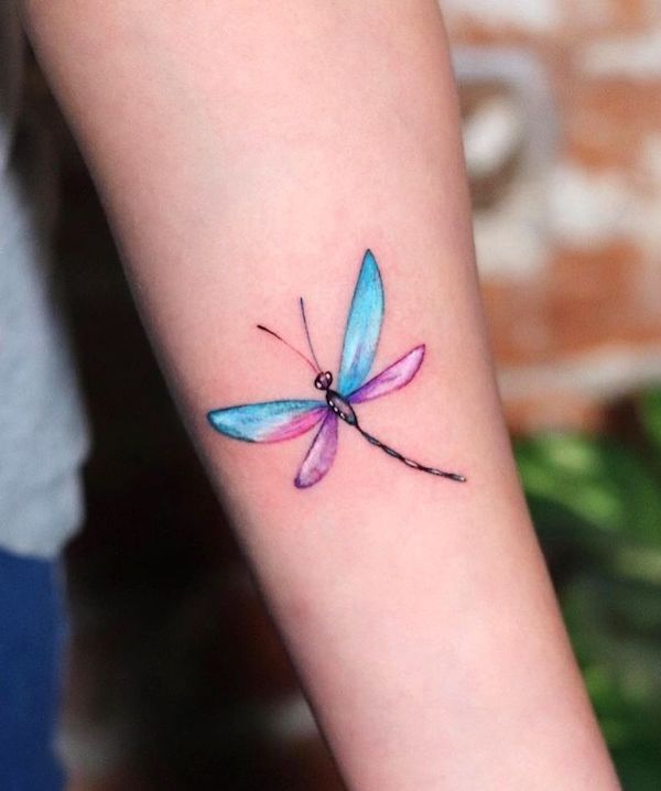 3D Dragonfly Tattoo On Left Shoulder