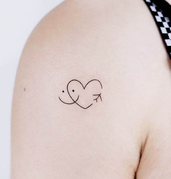 Tattoo of T+E heart, Bond tattoo - custom tattoo designs on TattooTribes.com