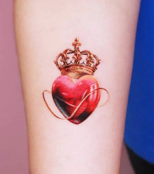 Heart and crown tattoo  Crown tattoo Monkey tattoos Heart tattoo