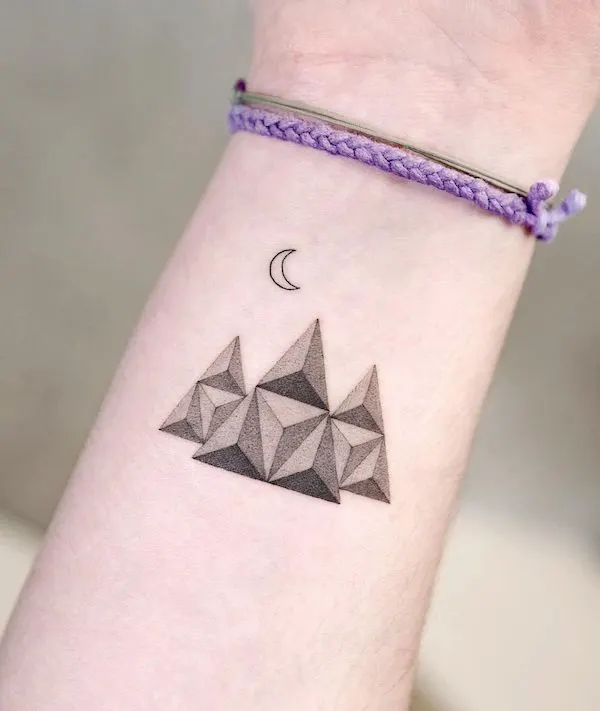 Geometric mountains by @choiyun_tattoo