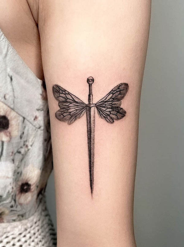 Black Tribal Dragonfly Temporary Tattoo  Temporary Tattoos