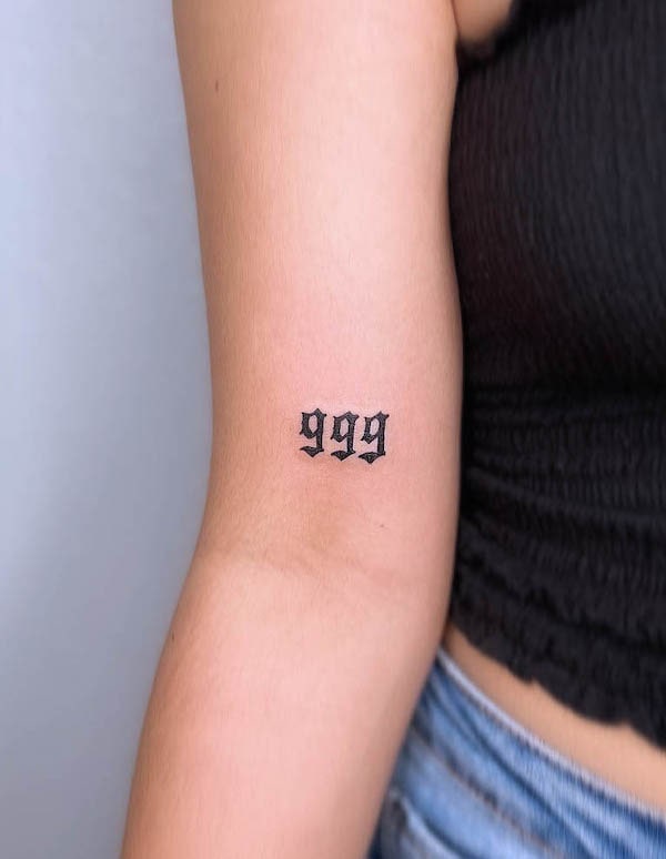 Little 999 Angel Number Temporary Tattoo  Set of 3  Little Tattoos