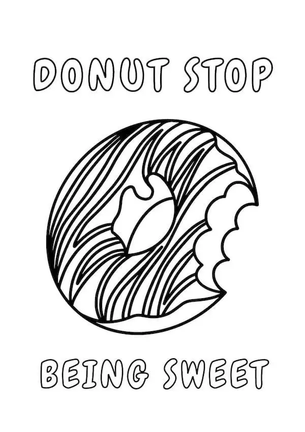 Cute donut coloring page