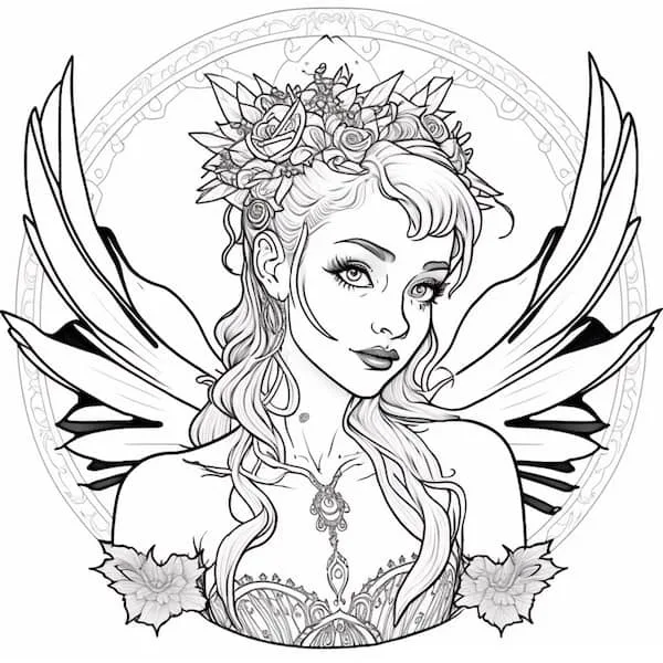 Cute fairy coloring page