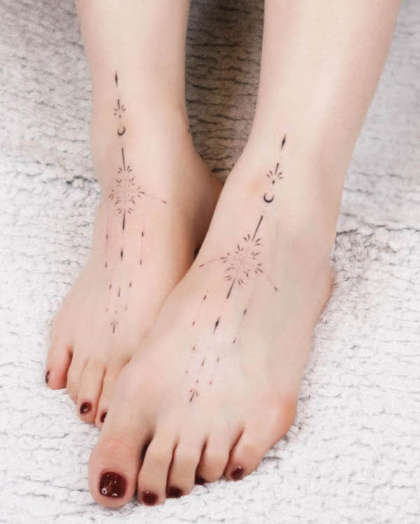 3D cross Tattoo on foot