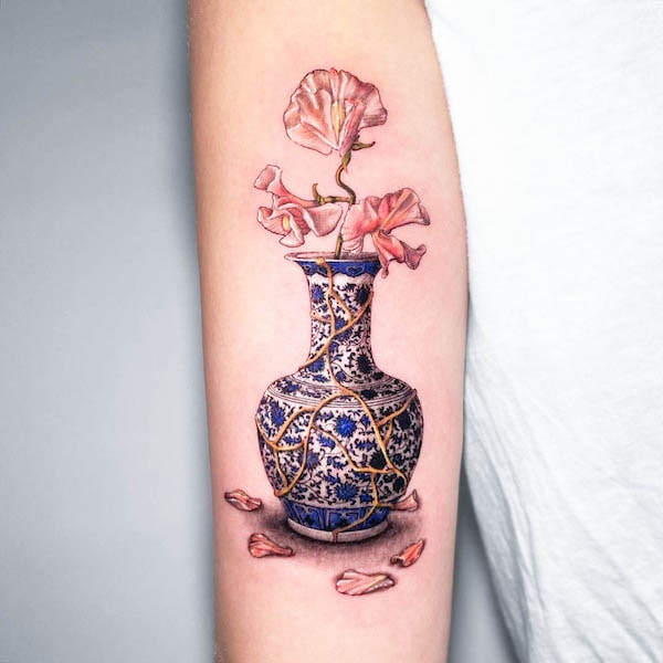 Traditional flower vase tattoo by Mike Nofuck  Tattoogridnet