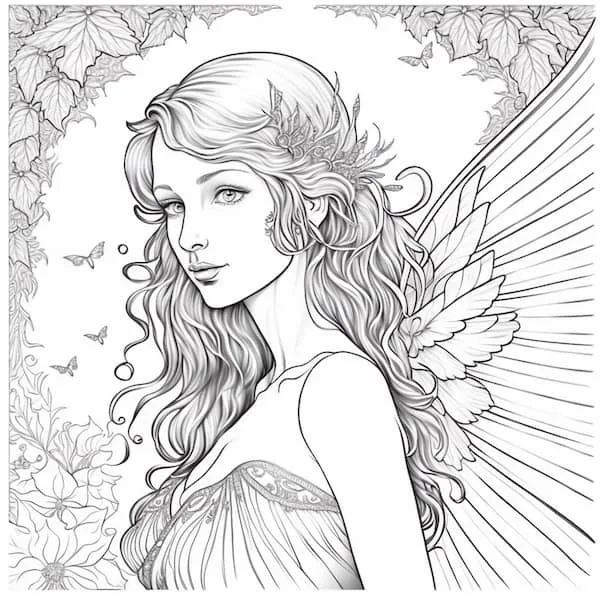Angelic fairy coloring page