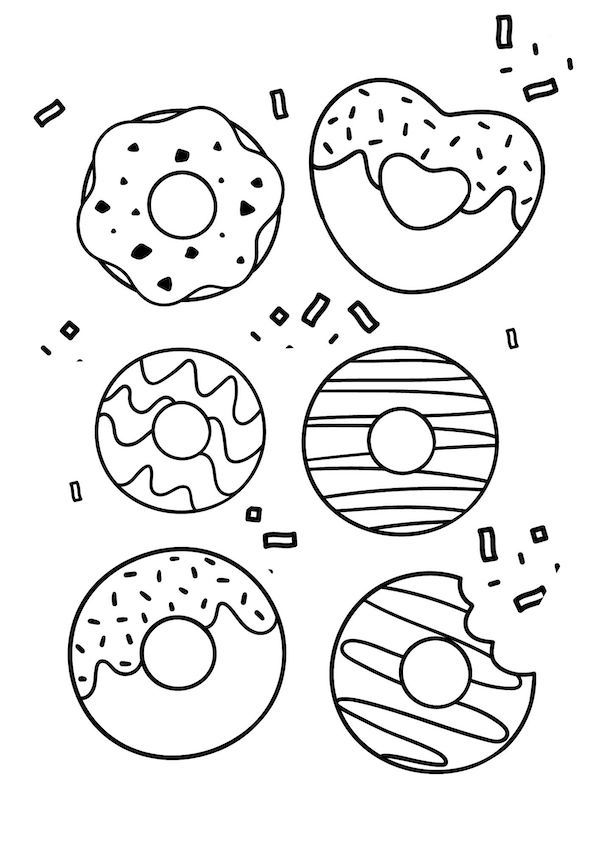 Donut party coloring page
