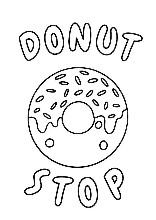 Donut stop simple donut coloring page