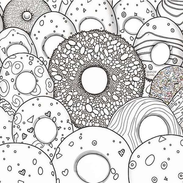 Donut time coloring page for adults