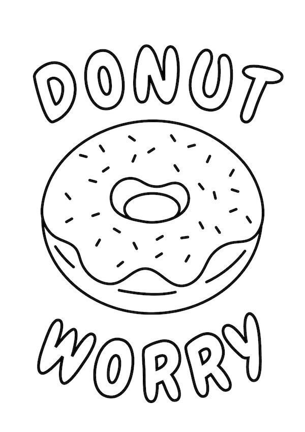 Donut worry  - simple donut coloring page