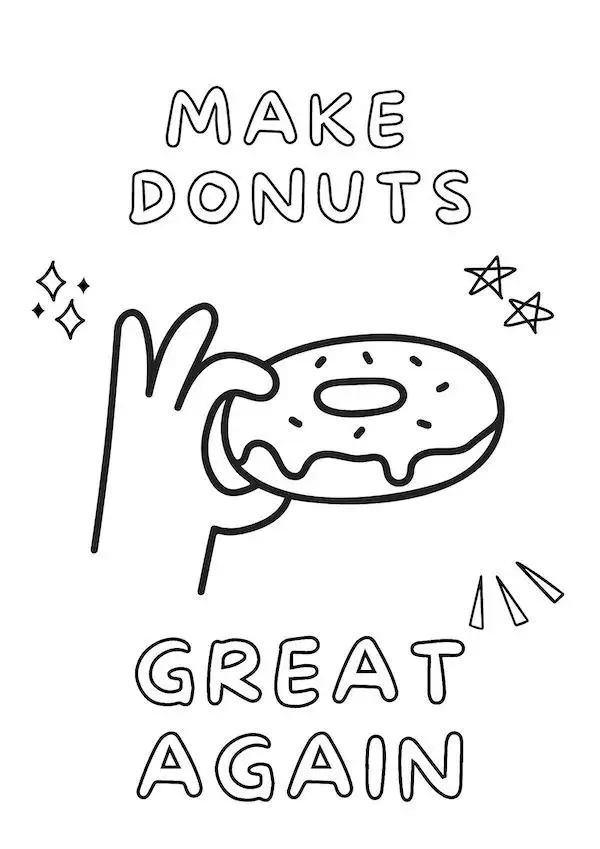 Make donuts great again funny coloring page