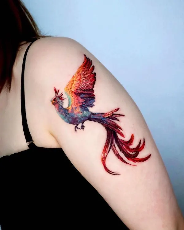 Mesmerizing phoenix tattoo by @non_lee_ink
