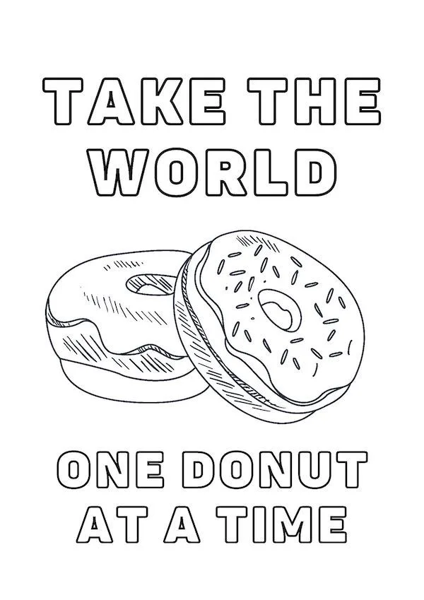 One donut at a time fun simple coloring page