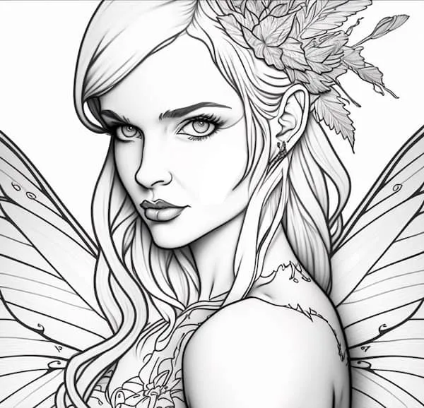 Realism fairy coloring page