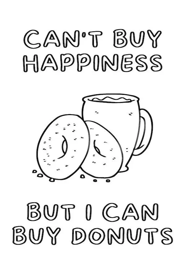 Simple funny donut saying coloring page