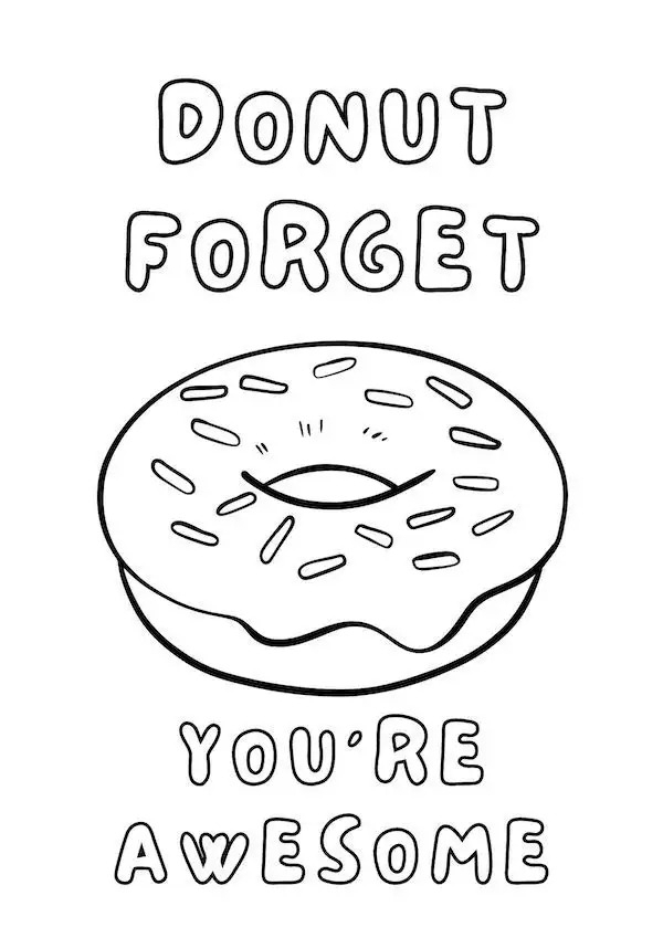 You are awesome fun donut coloring page
