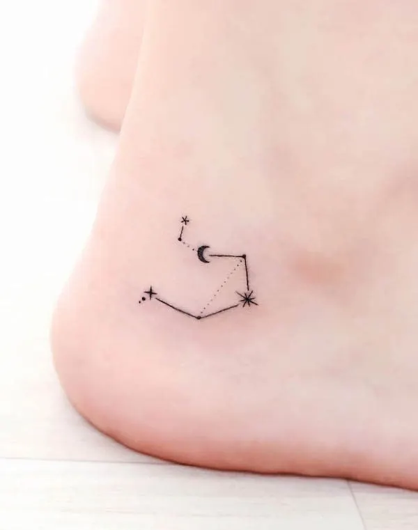 Zodiac constellation ankle tattoo by @tattooist_greem