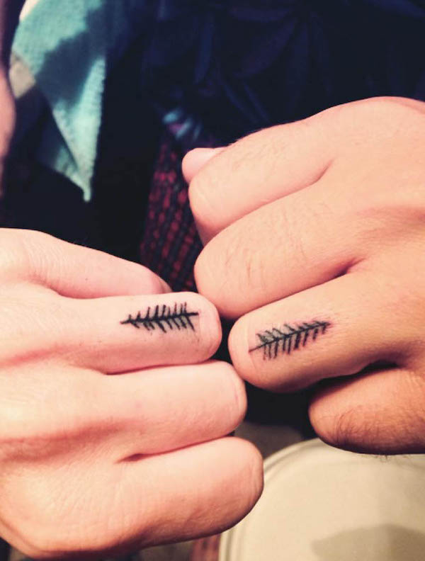 Creative tree wedding ring tattoos by @endodoula