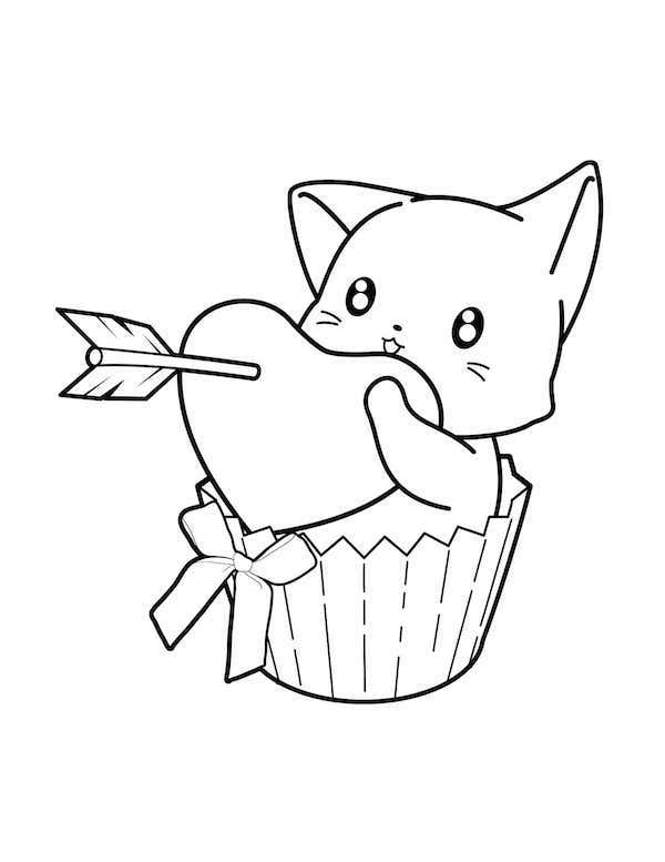 Cupcake cat Super cute cat coloring page