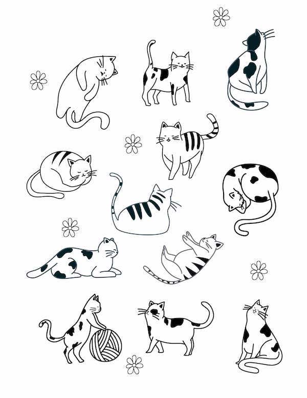 Cute cat coloring page for kids