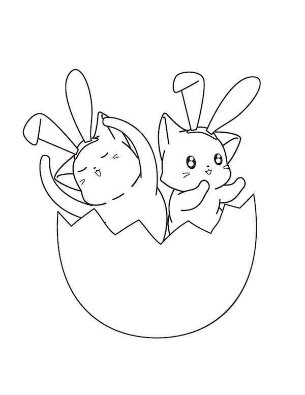 Easter cat coloring page