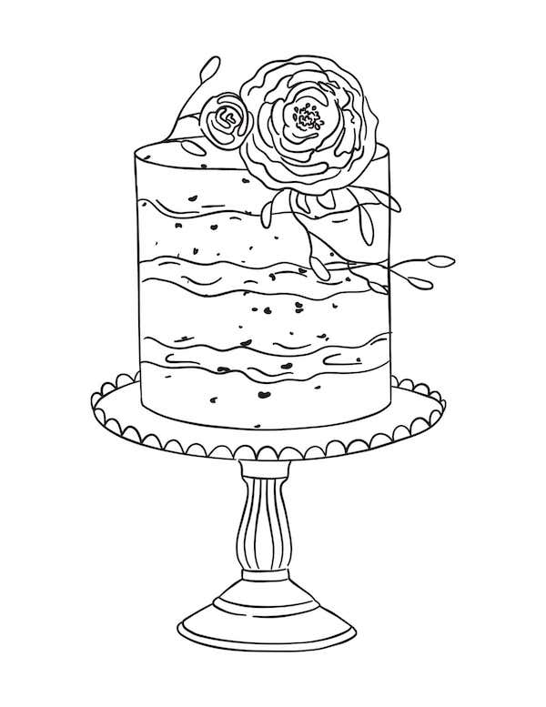Flower cake coloring page