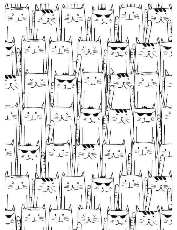 Fun and cute cat pattern coloring page 4