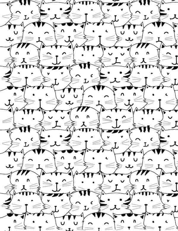 Fun and cute cat pattern coloring page 5