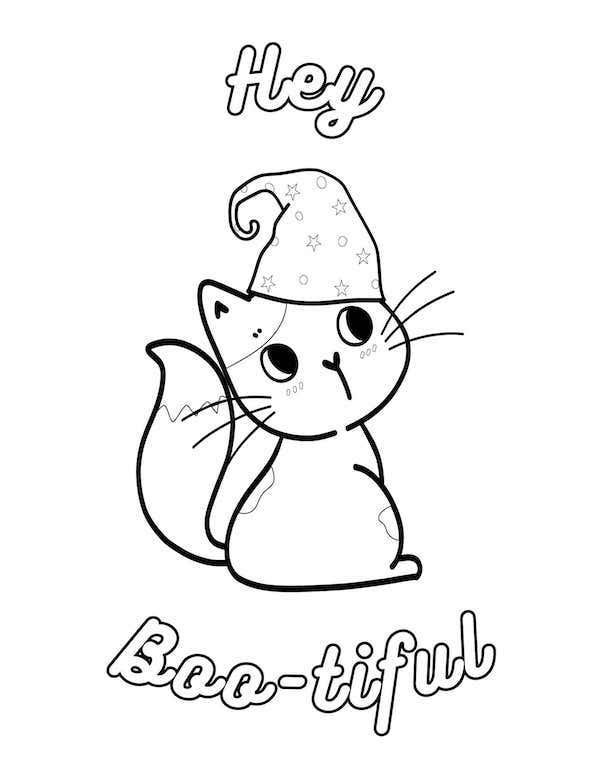 Hey bootiful Halloween cat coloring pages for kids