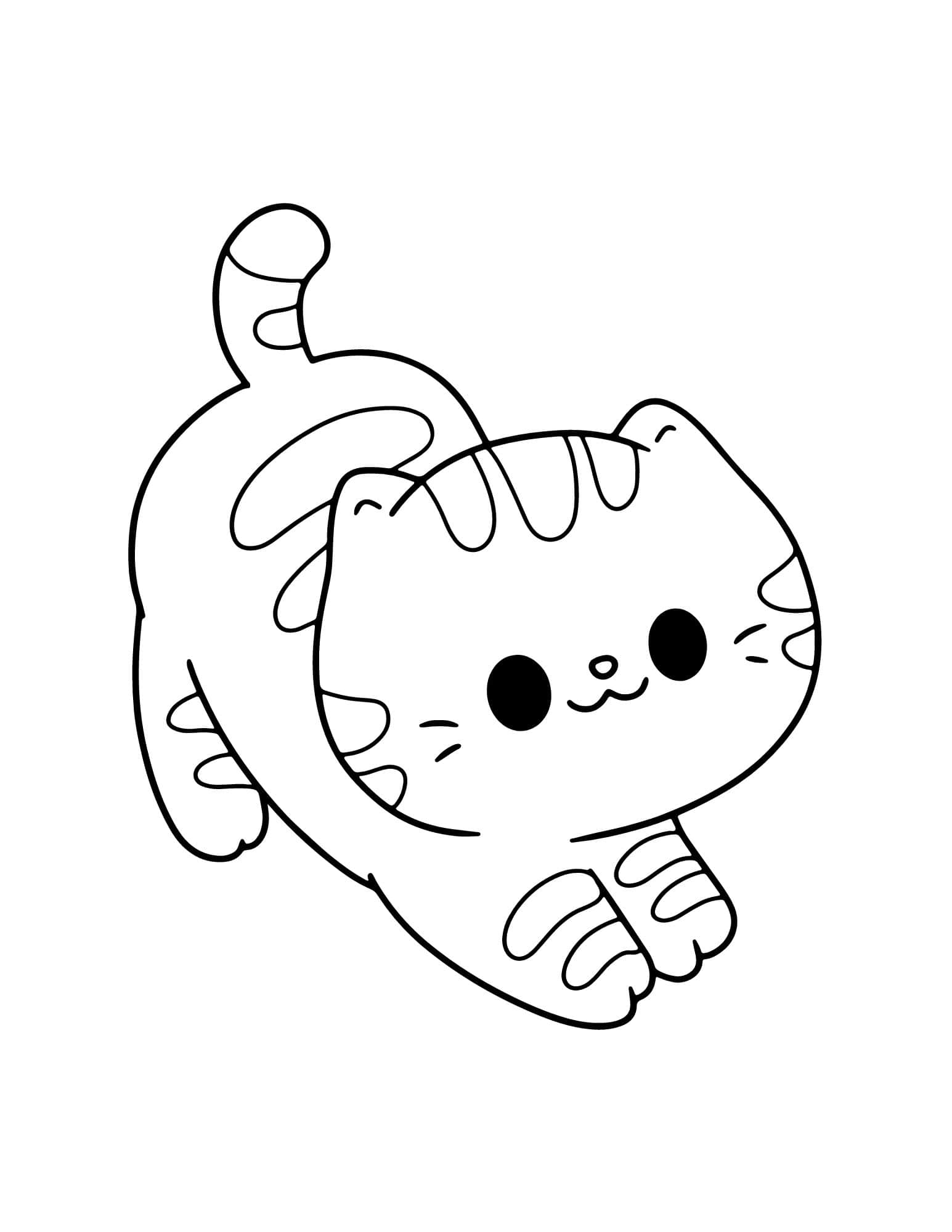 Easy Step-by-Step Cat Drawing for Kids Coloring Page