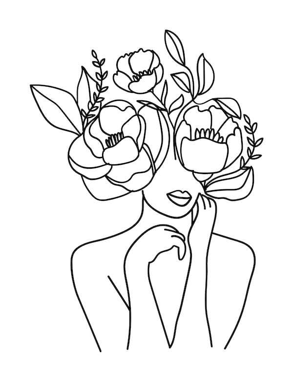 Simple flower girl coloring pages