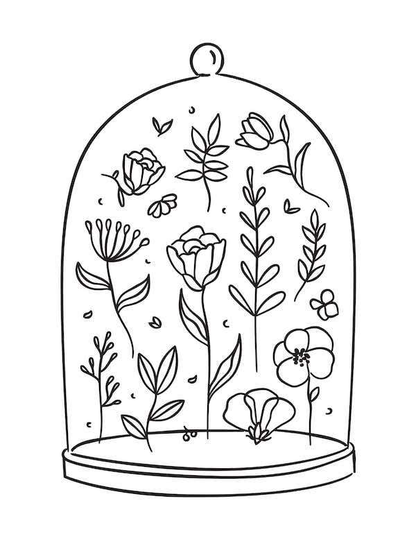 Simple flowers coloring page
