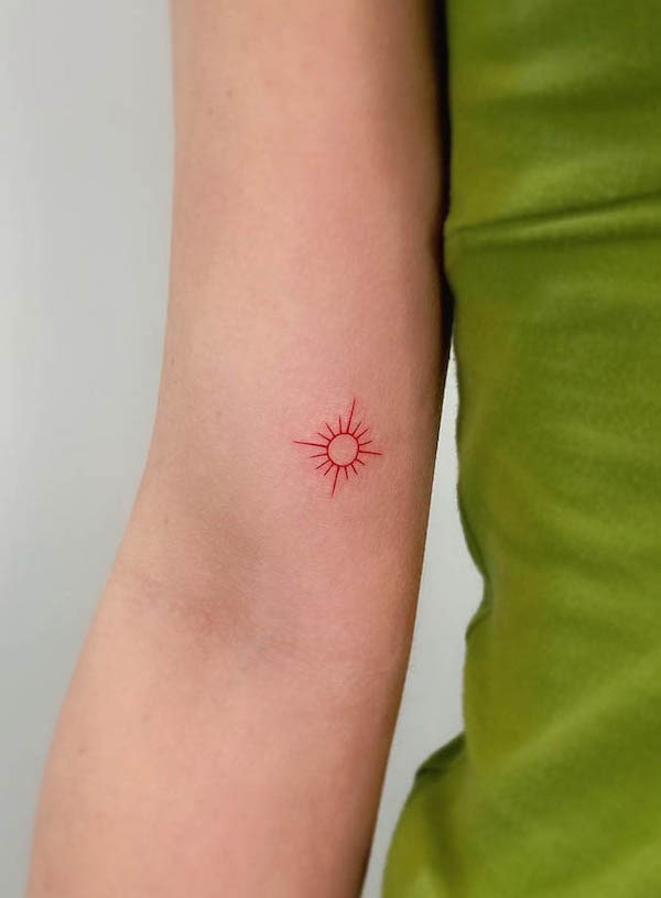 Red Ink Little Heart Tattoo For Girl Wrist – Truetattoos