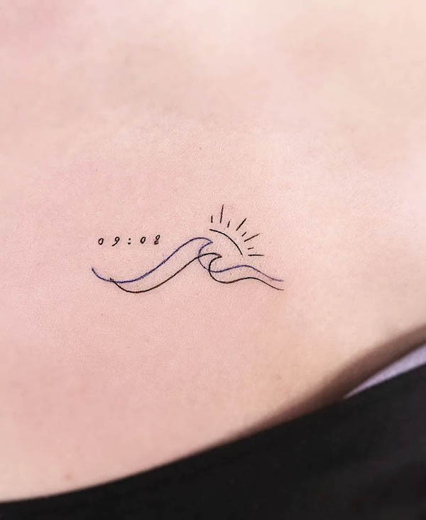 Minimalist wave for M  Waves tattoo Small wave tattoo Simple wave tattoo