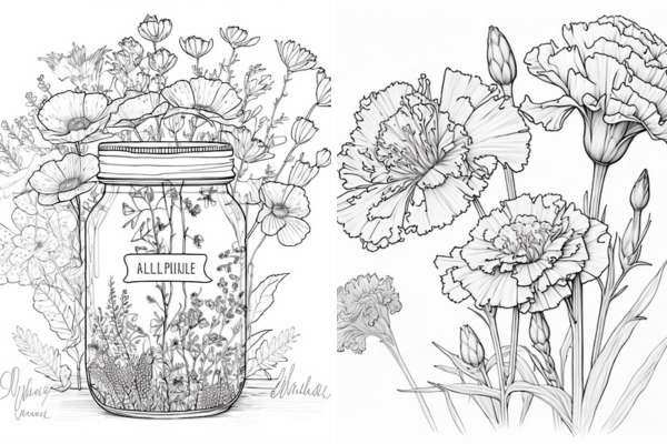 Flower Coloring Pages for Kids and Adults (Free Printables