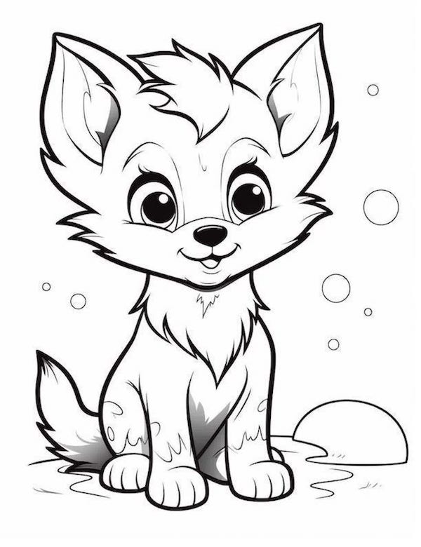 Cartoon wolf coloring page for kids