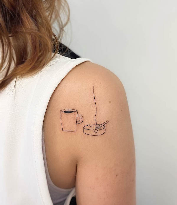 Coffee and cigarette tattoo by @darkarttat2