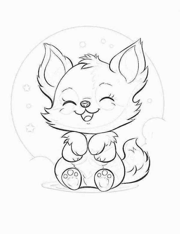 Cute baby wolf coloring page