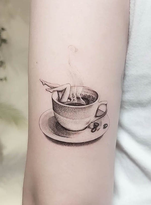 Cup of coffee tattoo design