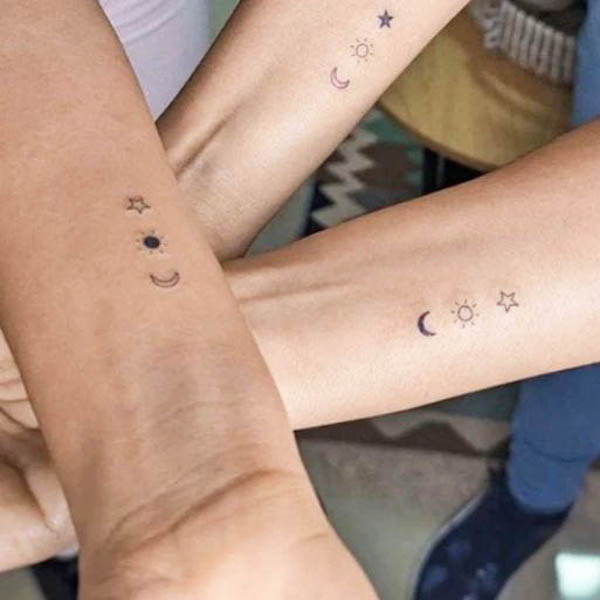 Matching siblings star tattoos by @ash.winiganeshpawar143
