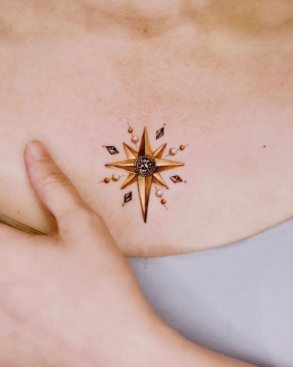 Metallic nautical star tattoo by @chou_tatt