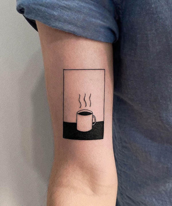 Minimalist coffee tattoo by @cadinktattoo