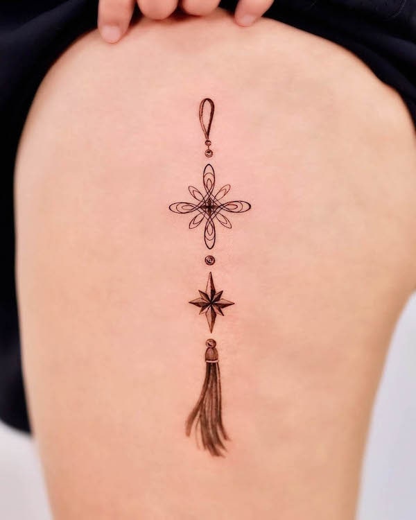Oriental star accessory tattoo by @tattooist_gaon
