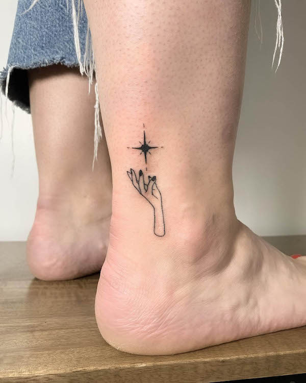 Star in my hand ankle tattoo by @kirkbudden