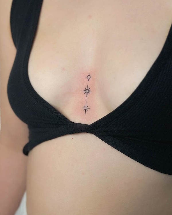 Stars chest tattoo by @blinkstudioyyc